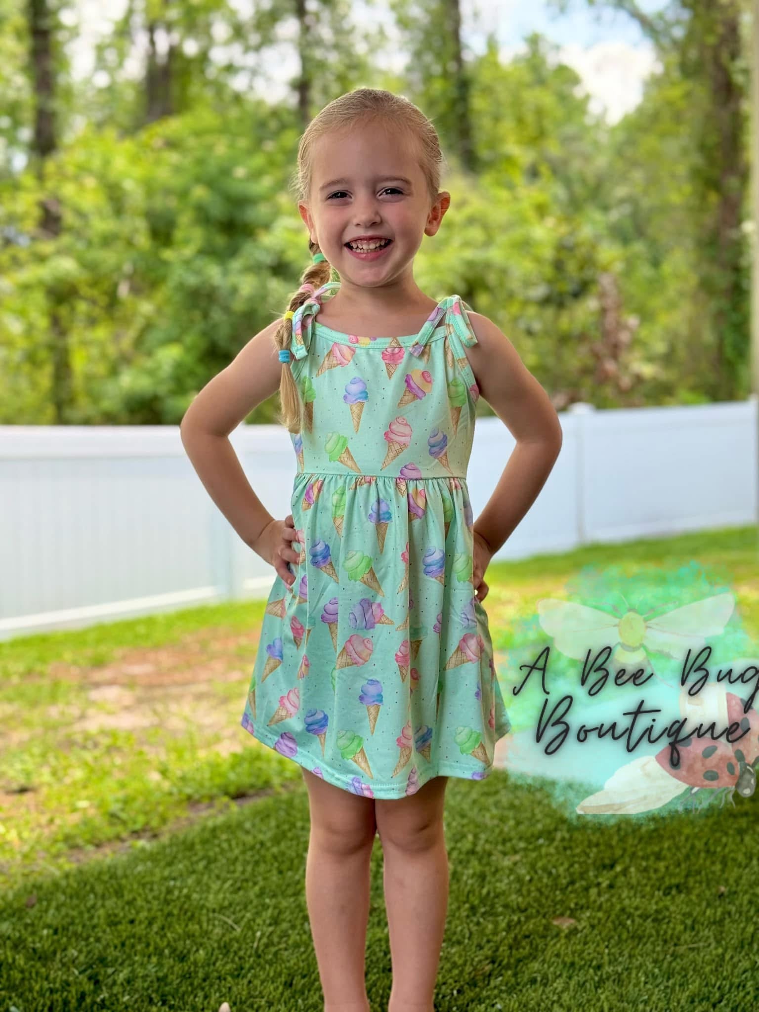 Sweet Scoops Tie Shoulder Dress