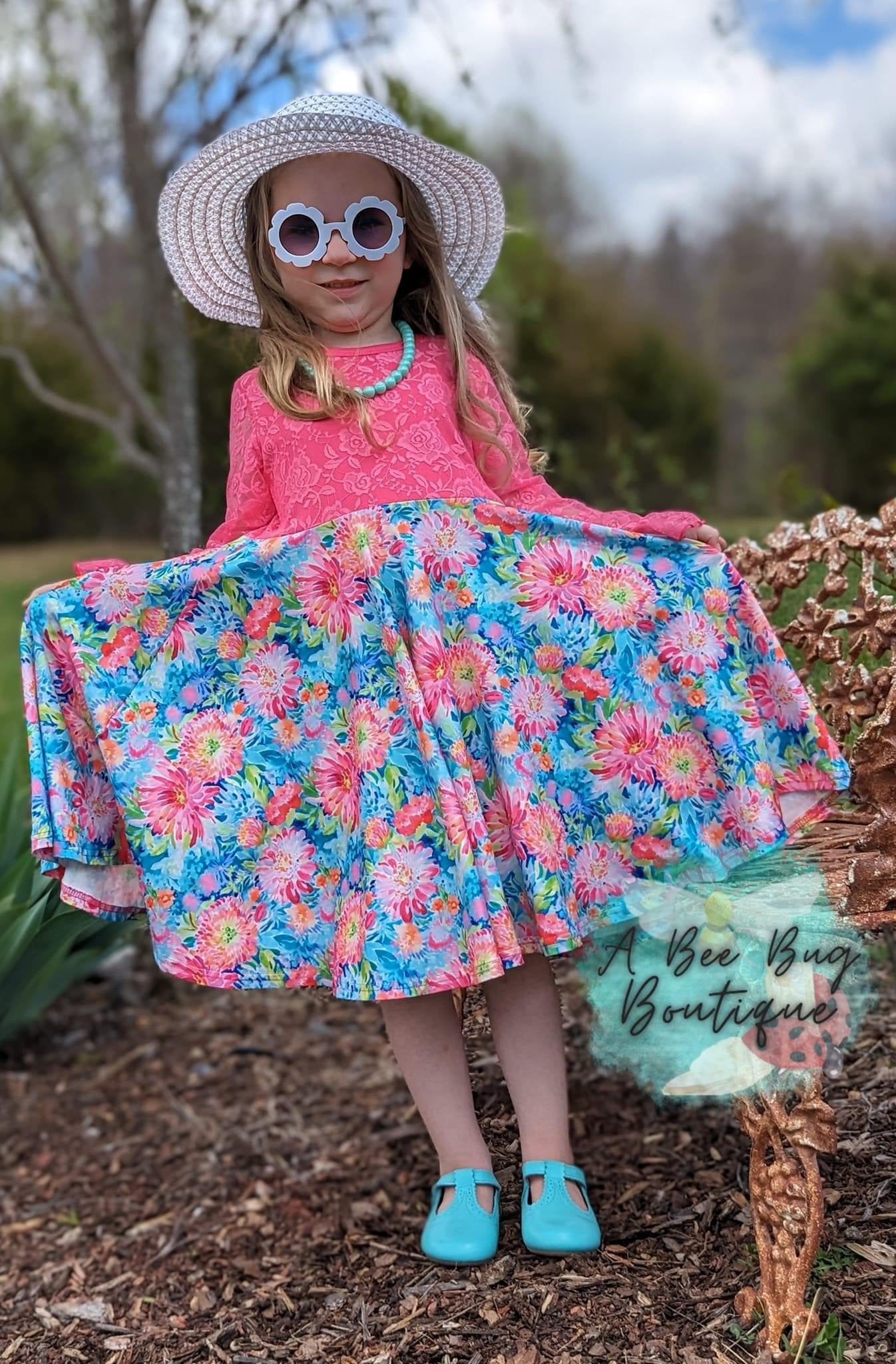 Neon Floral Twirl Lace Dress A Bee Bug Boutique Neon Floral Twirl Lace Dress A Bee Bug Boutique