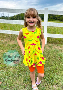 Neon Dinos Peplum Top