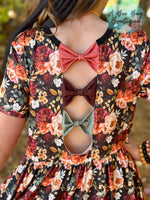 Load image into Gallery viewer, Midnight Blooms Bow Back Twirl Dress
