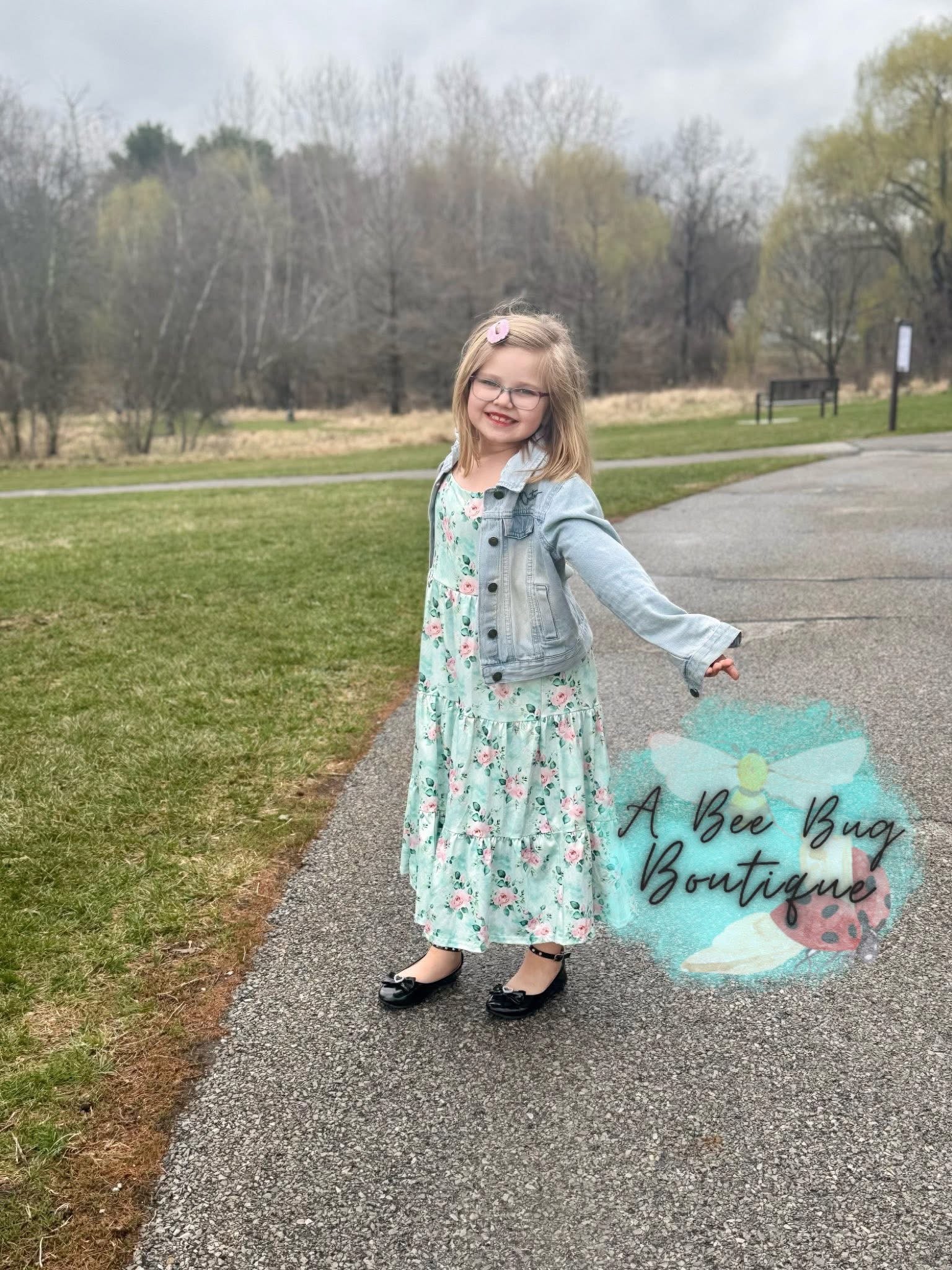 Spring Sage Floral Maxi Dress