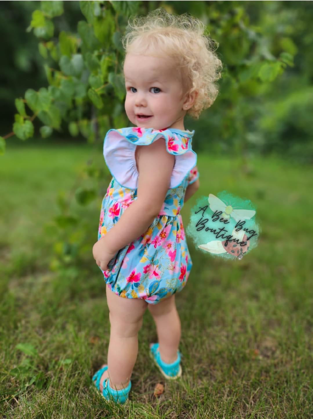 Minty Flamingoes Romper