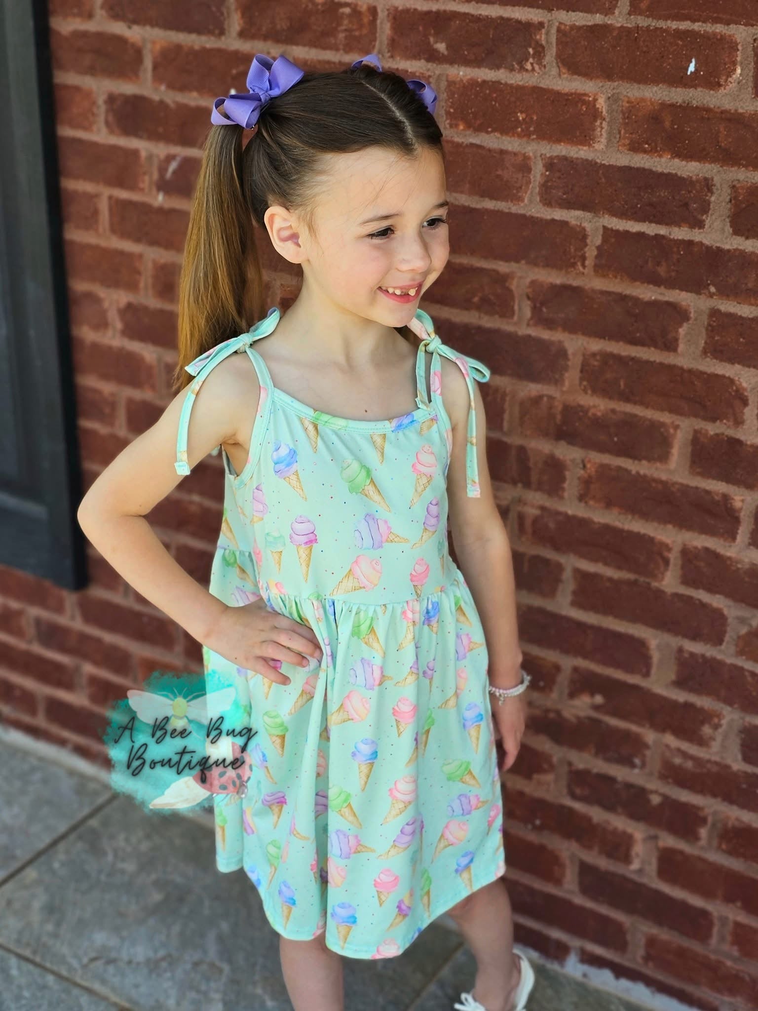 Sweet Scoops Tie Shoulder Dress