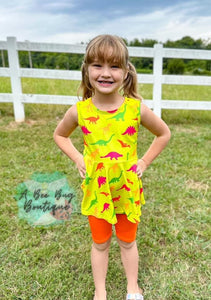 Neon Dinos Peplum Top