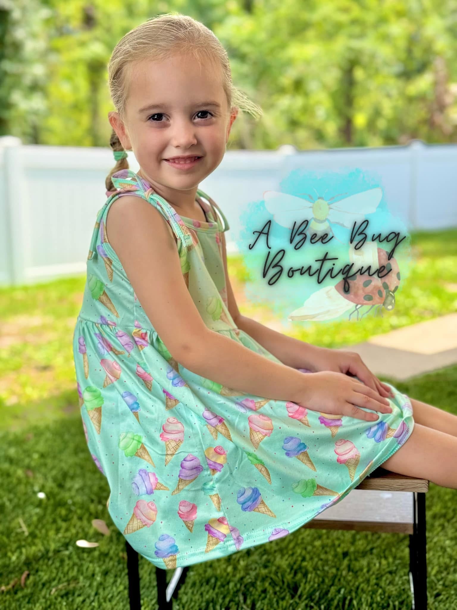 Sweet Scoops Tie Shoulder Dress