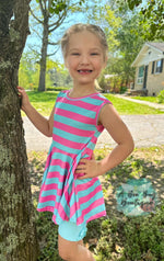 Load image into Gallery viewer, Cotton Candy Stripe Peplum Tank
