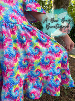 Load image into Gallery viewer, Neon Tie Dye Cold Shoulder Dress
