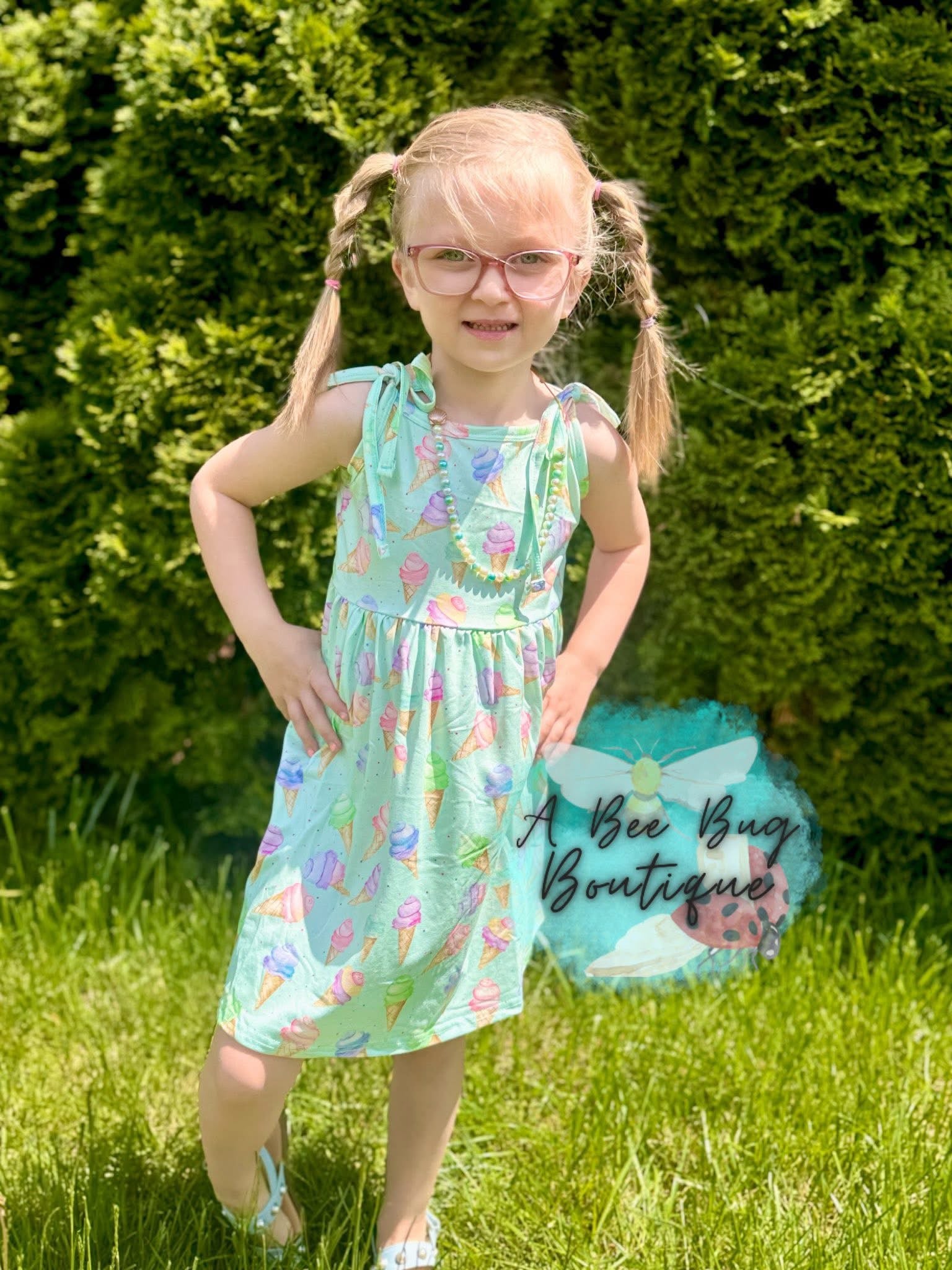 Sweet Scoops Tie Shoulder Dress