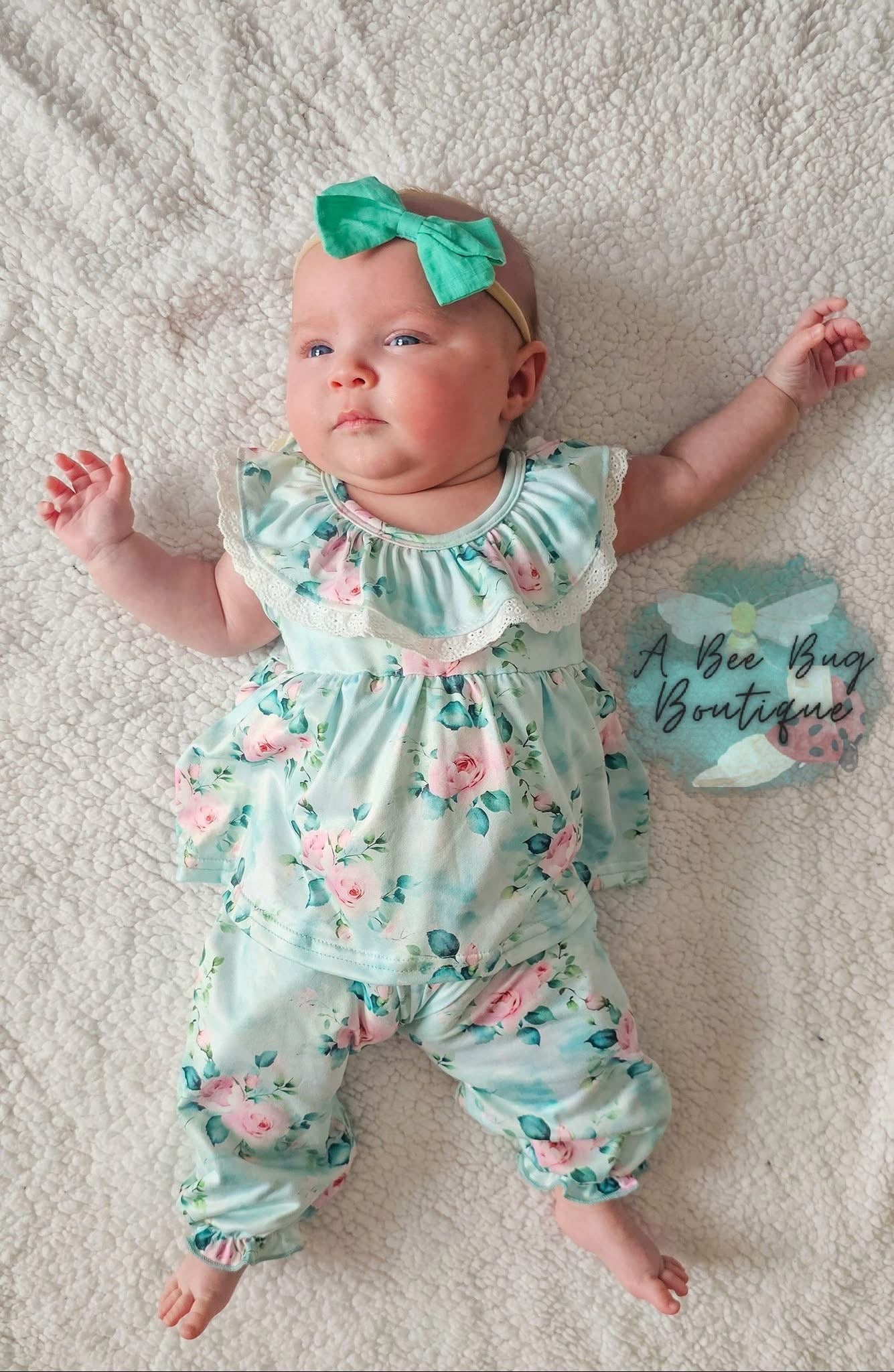Spring Sage Floral Romper