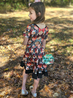 Load image into Gallery viewer, Midnight Blooms Bow Back Twirl Dress
