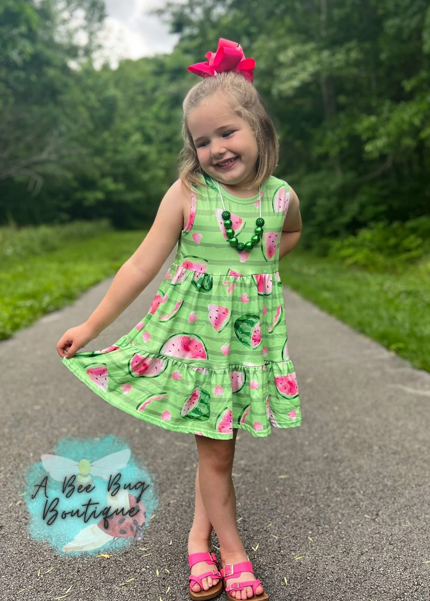 Watermelon Whirl Tiered Dress
