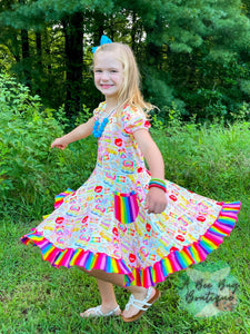 Rainbow Scholar Twirl Dress