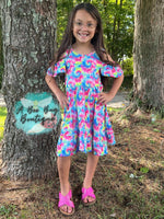 Load image into Gallery viewer, Neon Tie Dye Cold Shoulder Dress
