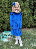 Load image into Gallery viewer, Sapphire Blue Velvet Dress
