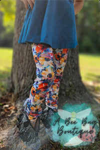 Autumn Bouquet Button Leggings