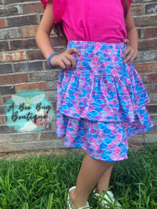 Watercolor Mermaid Ruffled Skort