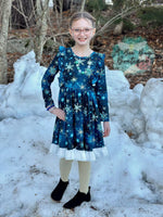 Load image into Gallery viewer, Snowflake Magic Crossback Twirl Dress
