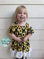 Load image into Gallery viewer, Harvest Sunflowers Cold Shoulder Dress
