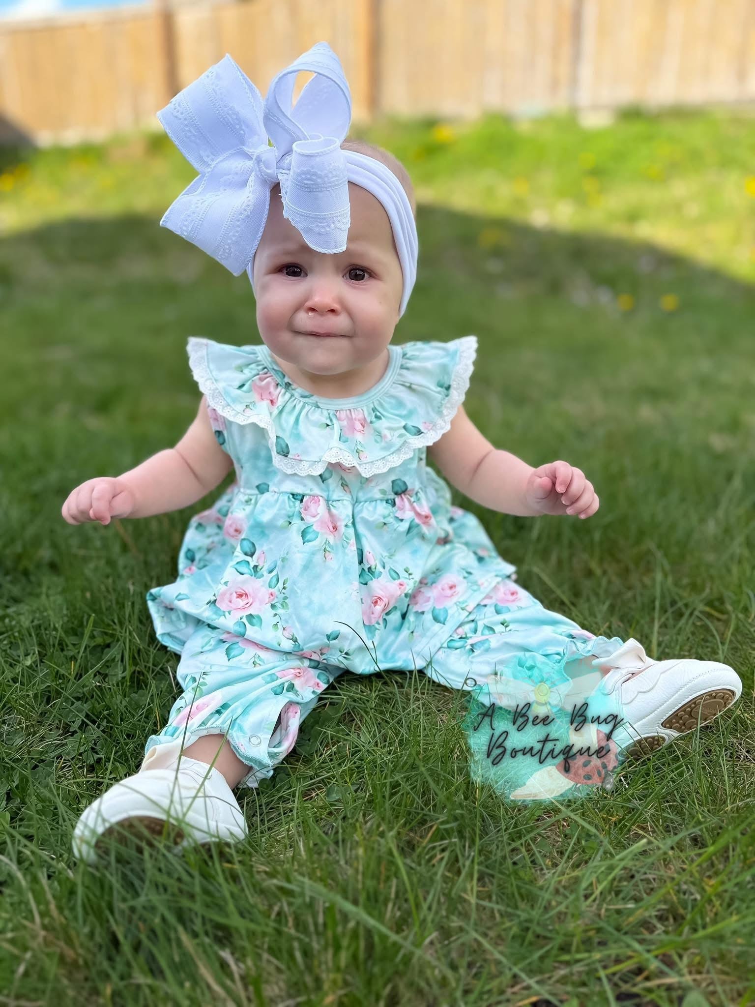 Spring Sage Floral Romper