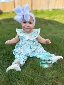 Spring Sage Floral Romper