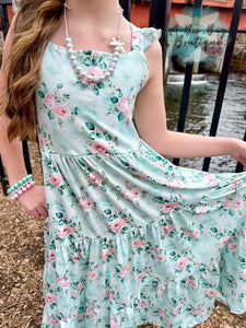 Spring Sage Floral Maxi Dress