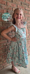 Spring Sage Floral Maxi Dress