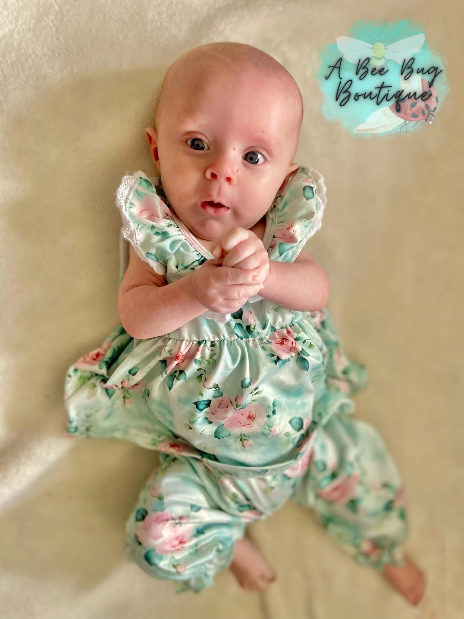 Spring Sage Floral Romper