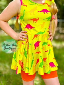 Neon Dinos Peplum Top