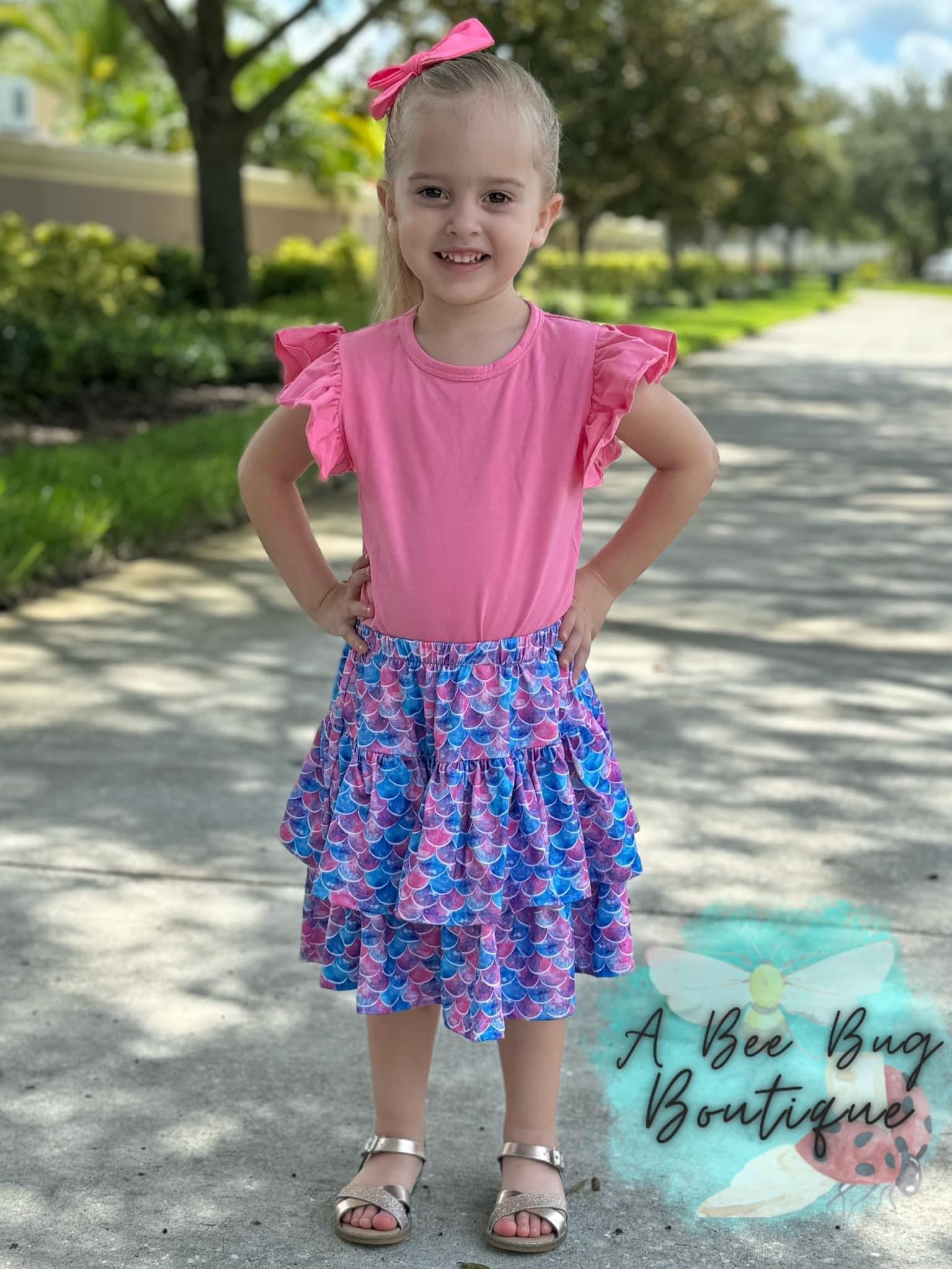 Watercolor Mermaid Ruffled Skort