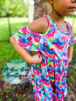 Load image into Gallery viewer, Neon Tie Dye Cold Shoulder Dress
