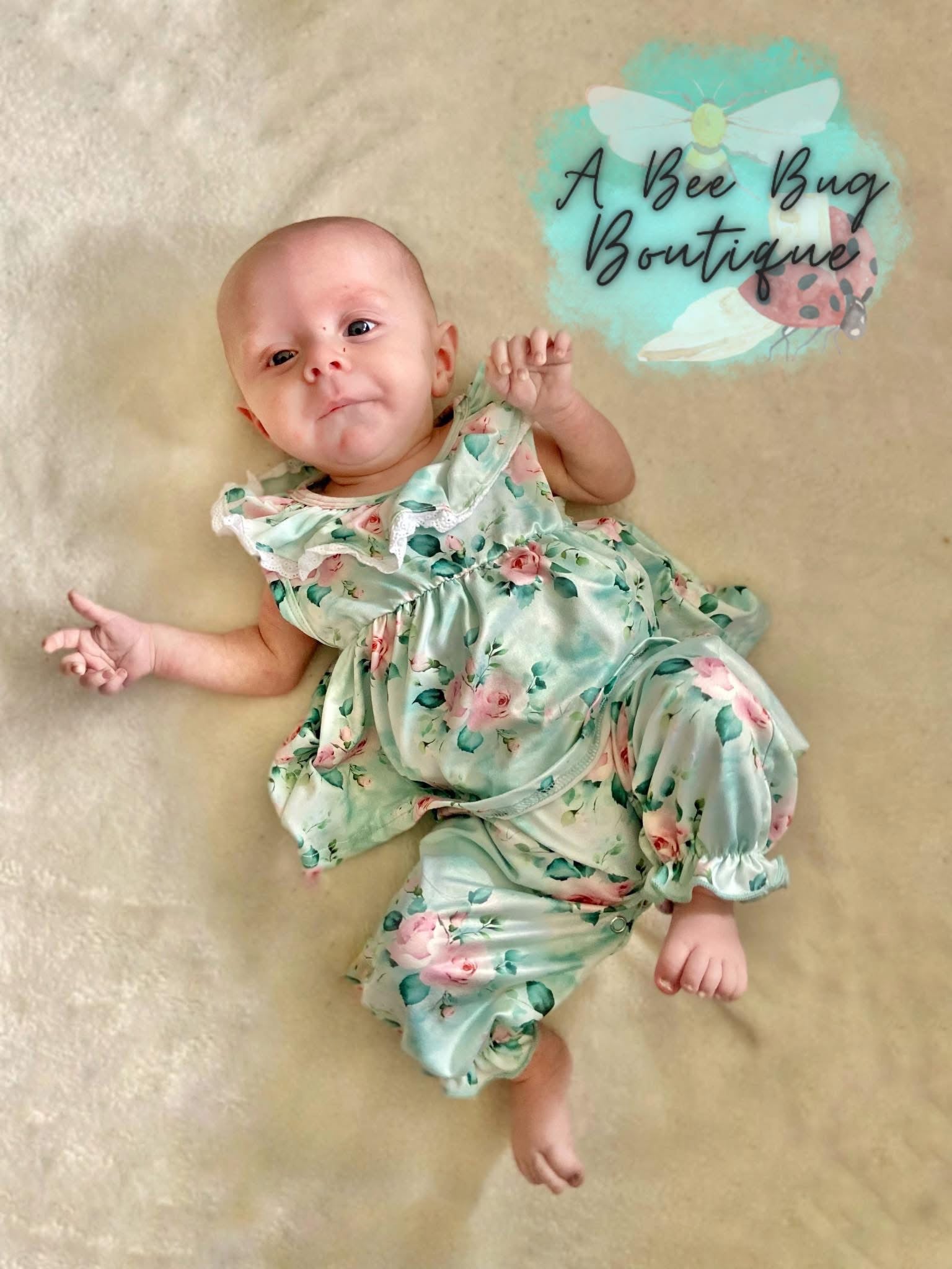 Spring Sage Floral Romper