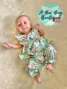 Spring Sage Floral Romper