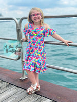 Load image into Gallery viewer, Neon Tie Dye Cold Shoulder Dress
