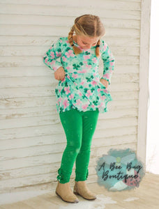 Green button leggings