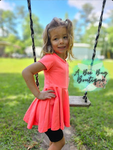 Neon Coral Peplum Top A Bee Bug Boutique Neon Coral Peplum Top A Bee Bug Boutique