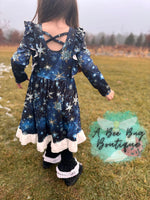 Load image into Gallery viewer, Snowflake Magic Crossback Twirl Dress
