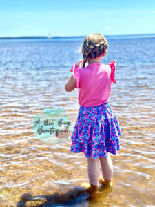 Watercolor Mermaid Ruffled Skort