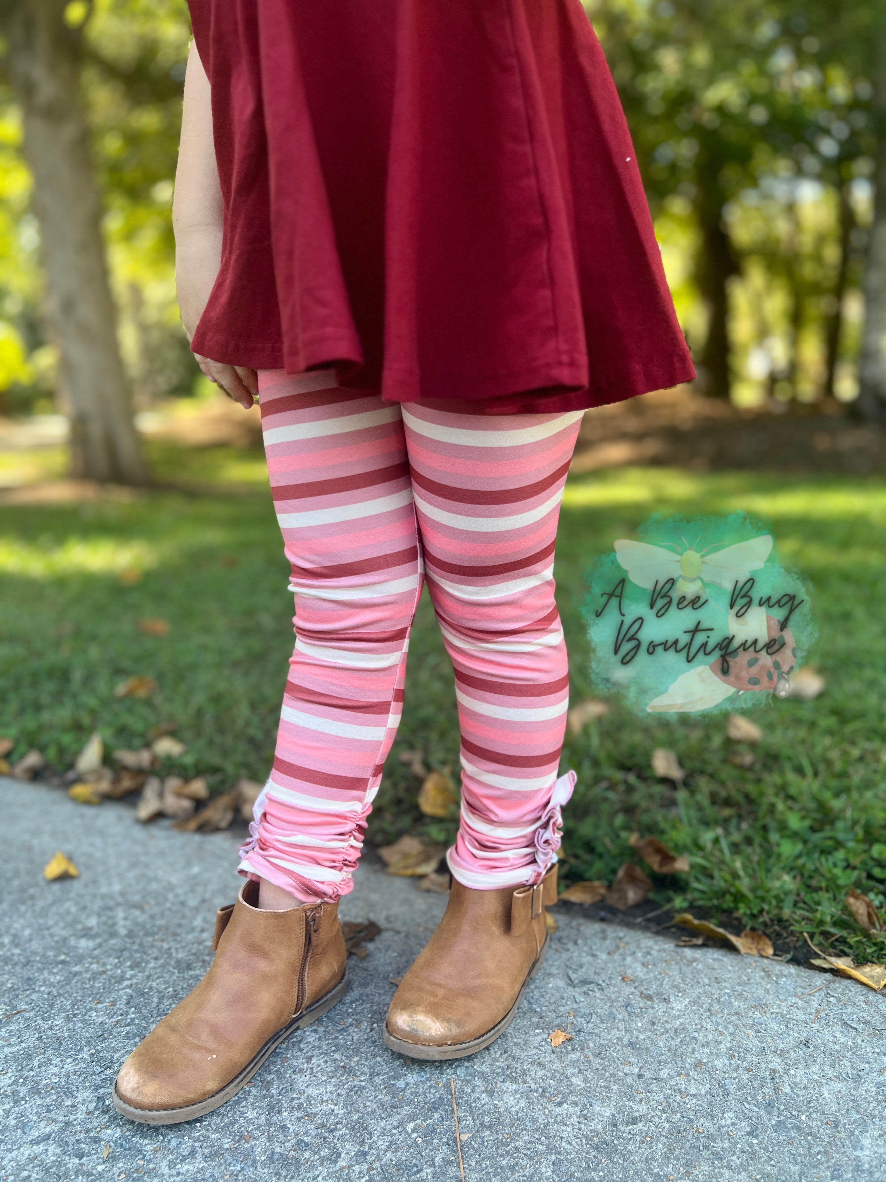 Mauve Stripe Button Leggings