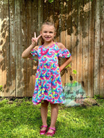 Load image into Gallery viewer, Neon Tie Dye Cold Shoulder Dress
