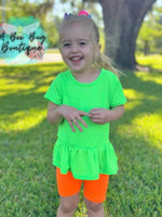 Load image into Gallery viewer, Neon Green Short Style Peplum Top
