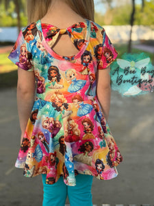Rainbow Princesses Bow Back Peplum