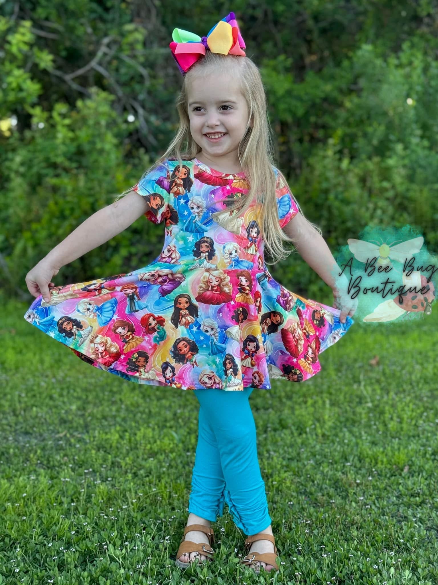 Rainbow Princesses Bow Back Peplum
