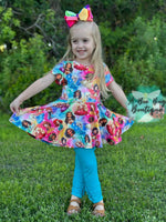 Load image into Gallery viewer, Rainbow Princesses Bow Back Peplum
