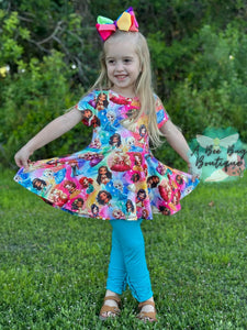 Rainbow Princesses Bow Back Peplum