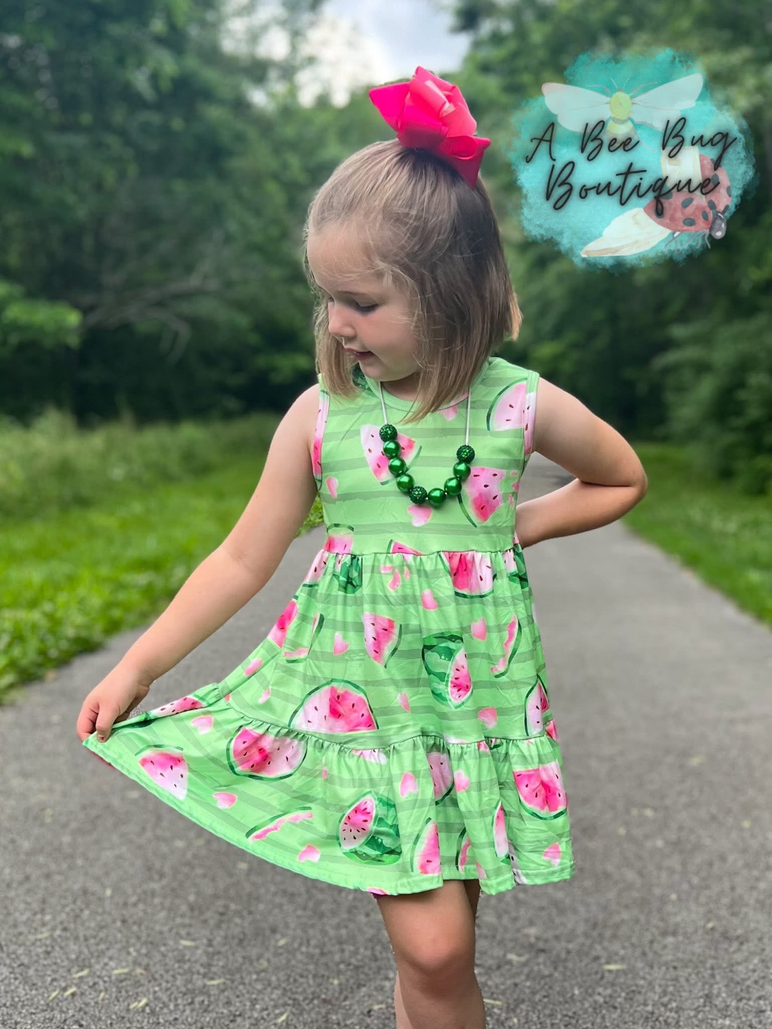 Watermelon Whirl Tiered Dress