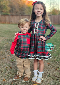 Classic Christmas Plaid Raglan Tee