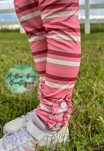 Mauve Stripe Button Leggings