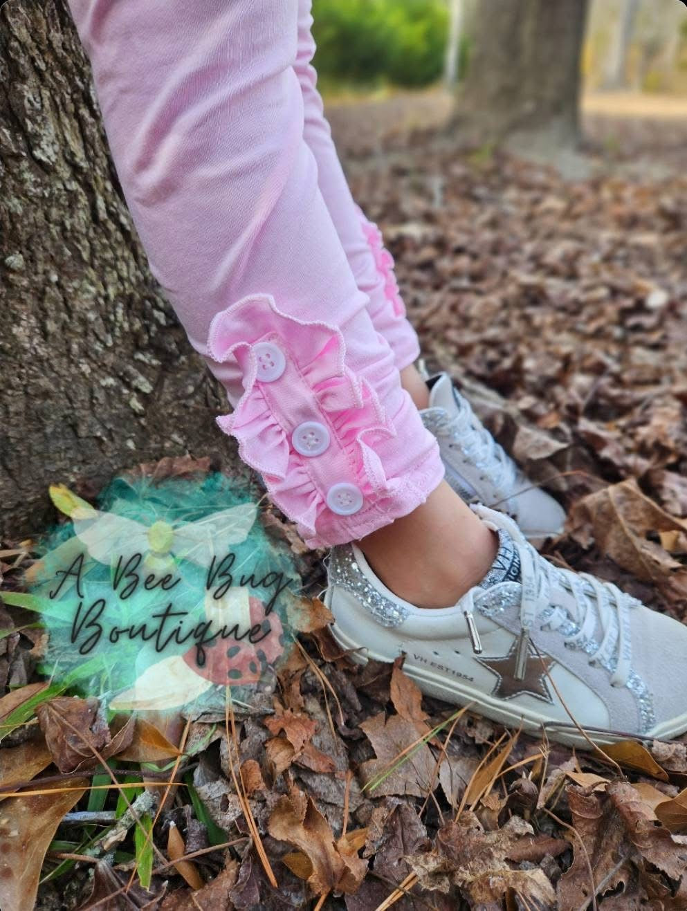 Pink Button Leggings