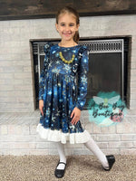 Load image into Gallery viewer, Snowflake Magic Crossback Twirl Dress
