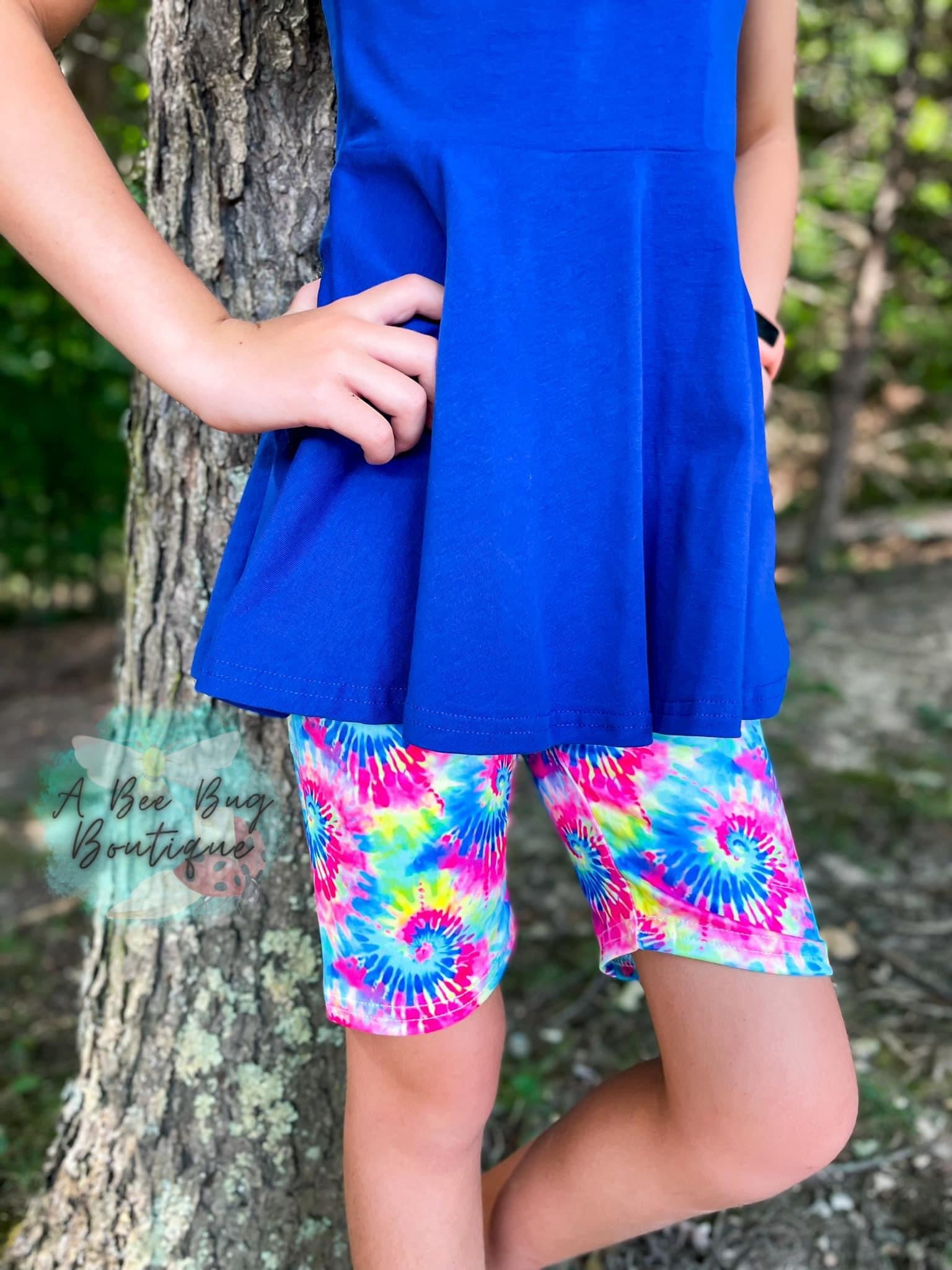 Neon blue biker shorts online